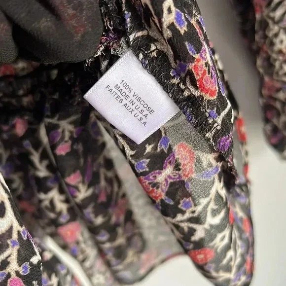 Misa Los Angeles black floral vera ruffle blouse - Picture 7 of 12